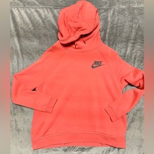 Nike funnel neck hoodie, Coral, size Medium